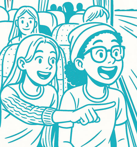 Excitement as the coach pulls in!